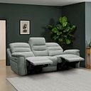 Jarrod 3 Seater Power Recliner with Adjustable Power Headrest and Lumbar Support in Hopsack Platinum Fabric