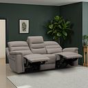Jarrod 3 Seater Power Recliner with Adjustable Power Headrest and Lumbar Support in Oyster Leather