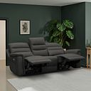 Jarrod 3 Seater Power Recliner with Adjustable Power Headrest and Lumbar Support in Storm Leather
