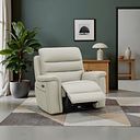 Jarrod Power Recliner Armchair with Adjustable Power Headrest and Lumbar Support in Bone China Leather