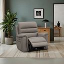 Jarrod Power Recliner Armchair with Adjustable Power Headrest and Lumbar Support in Oyster Leather