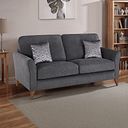 Jasmine 3 Seater Sofa in Campo Fabric - Pewter with Khalifa Steel Scatters