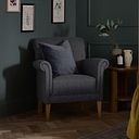 Jasmine Accent Chair in Campo Pewter with Khalifa Steel Bolster