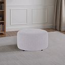 Jasmine Round Footstool in Cosmo Silver Fabric