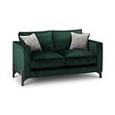 Jude 2 Seater Sofa in Duke Bottle Green Fabric with Walnut Finished Feet