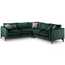 Jude Large Corner Sofa in Duke Bottle Green Fabric with Walnut Finished Feet