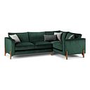 Jude Left Hand Corner Sofa in Duke Bottle Green Fabric with Oak Feet