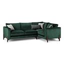 Jude Left Hand Corner Sofa in Duke Bottle Green Fabric with Walnut Finished Feet