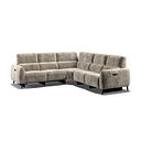 Juliette Large Corner Sofa With Two Recliners and Power Headrests in Descent Taupe Fabric