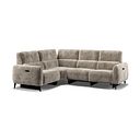 Juliette Right Hand Corner Sofa With Two Recliners and Power Headrest in Descent Taupe Fabric