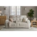 Juno 2 Seater Electric Recliner Sofa With Wireless Charging Console and Power Headrests in Koto Turtle Dove Fabric