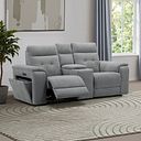 Juno 2 Seater Electric Recliner Sofa With Wireless Charging Console and Power Headrests in Amigo Granite Fabric