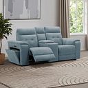 Juno 2 Seater Electric Recliner Sofa With Wireless Charging Console and Power Headrests in Amigo Mineral Fabric