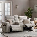 Juno 2 Seater Electric Recliner Sofa With Wireless Charging Console and Power Headrests in Koto Turtle Dove Fabric