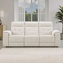 Juno 3 Seater Electric Recliner Sofa With Power Headrests in Hopsack Natural Fabric