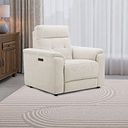 Juno Electric Recliner Armchair With Power Headrest in Hopsack Natural Fabric