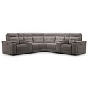 Juno Large Corner Electric Recliner Sofa With Wireless Charging Consoles and Power Headrests in Amigo Cocoa Fabric