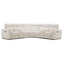 Juno Large Corner Electric Recliner Sofa With Wireless Charging Consoles and Power Headrests in Hopsack Natural Fabric