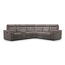 Juno Large Corner Electric Recliner Sofa With Wireless Charging Console and Power Headrests in Amigo Cocoa Fabric
