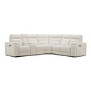 Juno Large Corner Electric Recliner Sofa With Wireless Charging Console and Power Headrests in Hopsack Natural Fabric