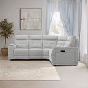 Juno Large Corner Electric Recliner Sofa With Power Headrests in Amigo Dove Fabric