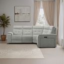 Juno Large Corner Electric Recliner Sofa With Power Headrests in Hopsack Dove Fabric