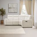 Juno Large Corner Electric Recliner Sofa With Power Headrests in Hopsack Natural Fabric