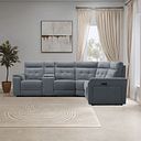 Juno Large Corner Electric Recliner Sofa With Wireless Charging Console and Power Headrests in Amigo Coal Fabric