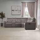 Juno Large Corner Electric Recliner Sofa With Wireless Charging Console and Power Headrests in Amigo Cocoa Fabric