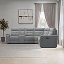 Juno Large Corner Electric Recliner Sofa With Wireless Charging Console and Power Headrests in Amigo Granite Fabric
