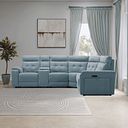 Juno Large Corner Electric Recliner Sofa With Wireless Charging Console and Power Headrests in Amigo Mineral Fabric