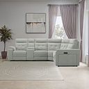 Juno Large Corner Electric Recliner Sofa With Wireless Charging Console and Power Headrests in Amigo Sage Fabric