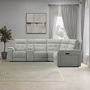Juno Large Corner Electric Recliner Sofa With Wireless Charging Console and Power Headrests in Hopsack Dove Fabric
