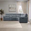 Juno Large Corner Electric Recliner Sofa With Wireless Charging Consoles and Power Headrests in Amigo Coal Fabric