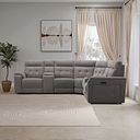 Juno Large Corner Electric Recliner Sofa With Wireless Charging Consoles and Power Headrests in Amigo Cocoa Fabric