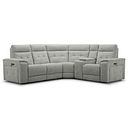 Juno Left Hand Corner Electric Recliner Sofa With Wireless Charging Console and Power Headrests in Hopsack Dove Fabric