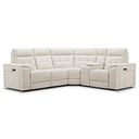 Juno Left Hand Corner Electric Recliner Sofa With Wireless Charging Console and Power Headrests in Hopsack Natural Fabric