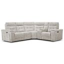 Juno Left Hand Corner Electric Recliner Sofa With Wireless Charging Console and Power Headrests in Koto Turtle Dove Fabric