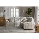 Juno Left Hand Corner Electric Recliner Sofa With Power Headrests in Koto Turtle Dove Fabric