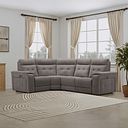 Juno Left Hand Corner Electric Recliner Sofa With Power Headrests in Amigo Cocoa Fabric
