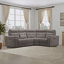 Juno Left Hand Corner Electric Recliner Sofa With Power Headrests in Amigo Cocoa Fabric
