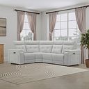 Juno Left Hand Corner Electric Recliner Sofa With Power Headrests in Amigo Dove Fabric