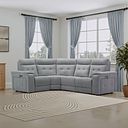 Juno Left Hand Corner Electric Recliner Sofa With Power Headrests in Amigo Granite Fabric