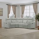 Juno Left Hand Corner Electric Recliner Sofa With Power Headrests in Amigo Sage Fabric