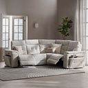 Juno Left Hand Corner Electric Recliner Sofa With Power Headrests in Koto Turtle Dove Fabric