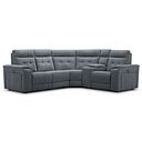 Juno Left Hand Corner Electric Recliner Sofa With Wireless Charging and Power Headrests in Amigo Coal Fabric