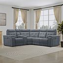 Juno Left Hand Corner Electric Recliner Sofa With Wireless Charging and Power Headrests in Amigo Coal Fabric