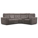 Juno Left Hand Corner Electric Recliner Sofa With Wireless Charging Console and Power Headrests in Amigo Cocoa Fabric