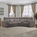 Juno Left Hand Corner Electric Recliner Sofa With Wireless Charging Console and Power Headrests in Amigo Cocoa Fabric