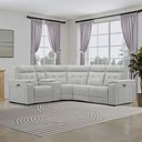 Juno Left Hand Corner Electric Recliner Sofa With Wireless Charging Console and Power Headrests in Amigo Dove Fabric